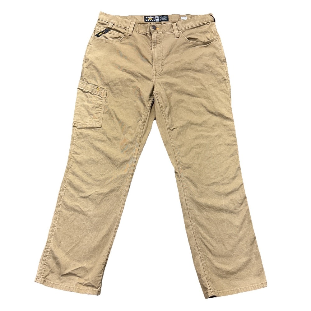 Ariat Pants Mens 36x30 M4 Relaxed Straight REBAR Field Khaki Canvas Workwear